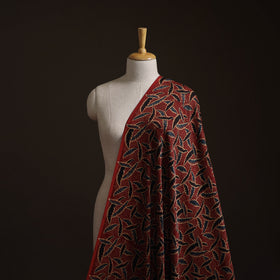 Red - Ajrakh Hand Block Print Natural Dyed Modal Silk Fabric 49