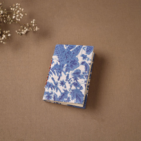 Blue - Handmade Paper Notebook in Floral Cover (5 x 3.5 in) 92