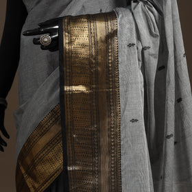 Grey - kandangi buti chettinad cotton saree with border 04