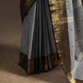 Grey - kandangi buti chettinad cotton saree with border 04