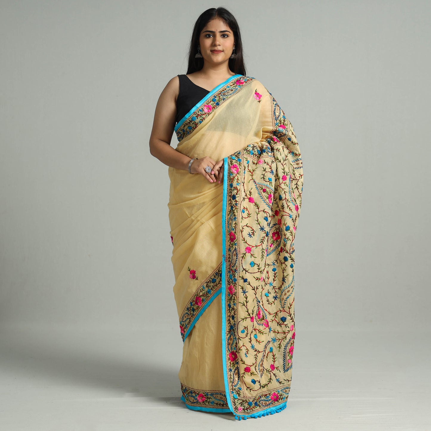 Phulkari Embroidery Saree