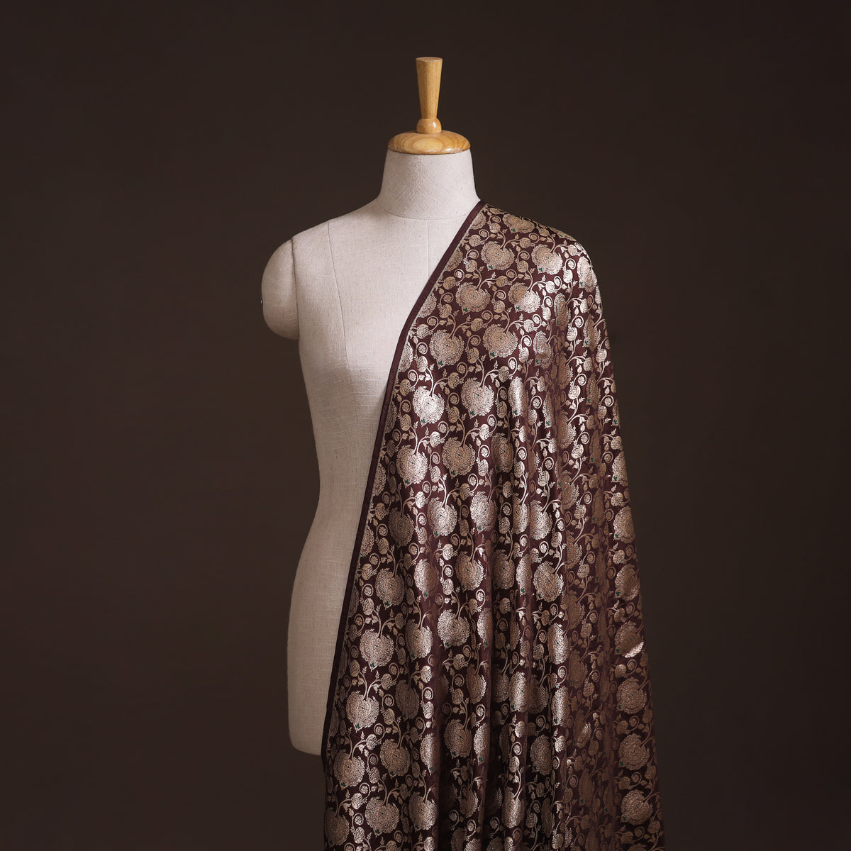 Pure Handwoven Katan Silk Meena Zari Jaal Brocade Banarasi Fabric 02