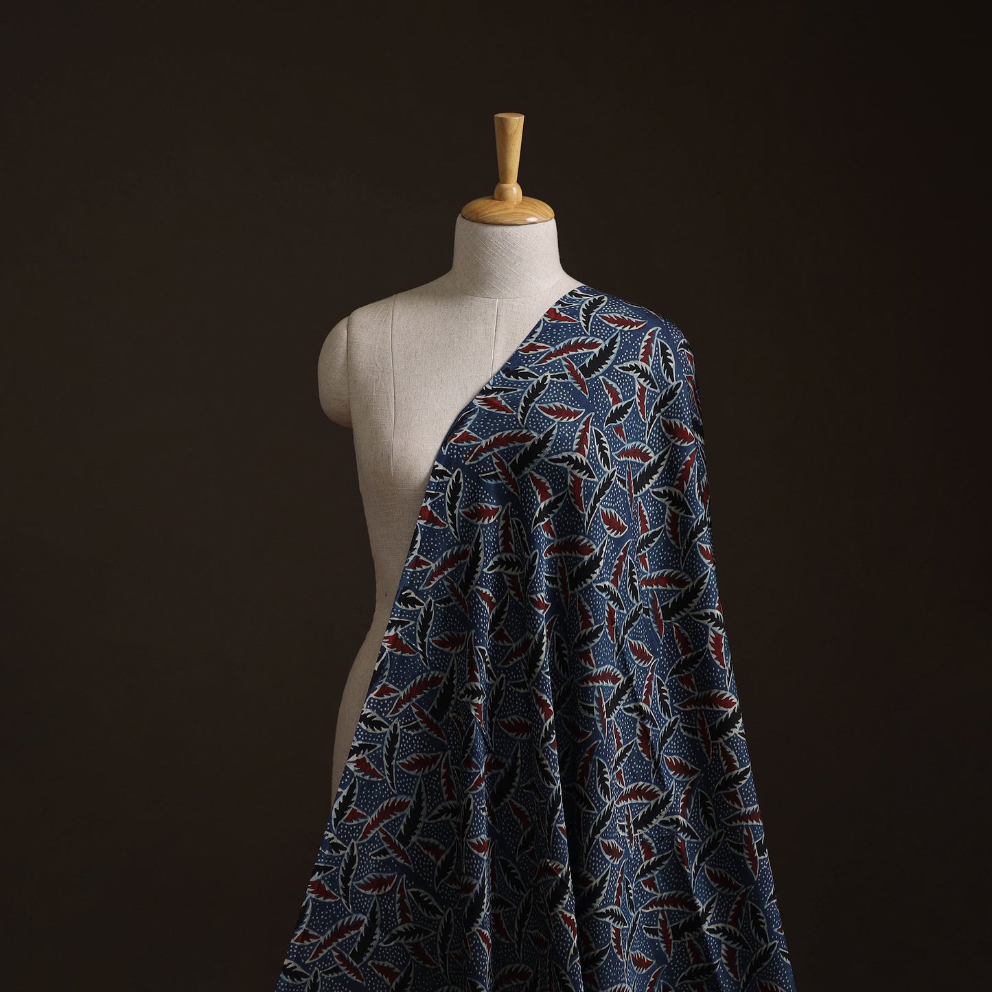 Ajrakh Hand Block Print Natural Dyed Modal Silk Fabric 51