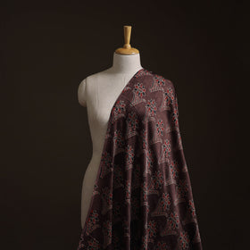 Brown - Ajrakh Hand Block Print Natural Dyed Modal Silk Fabric 52