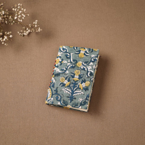 Grey - Handmade Paper Notebook in Floral Cover (5 x 3.5 in) 96