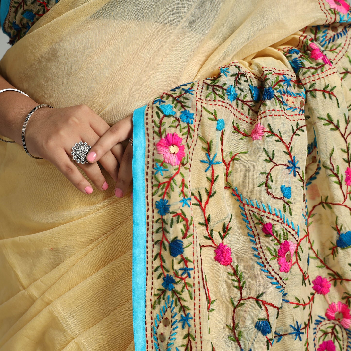 Phulkari Embroidery Saree