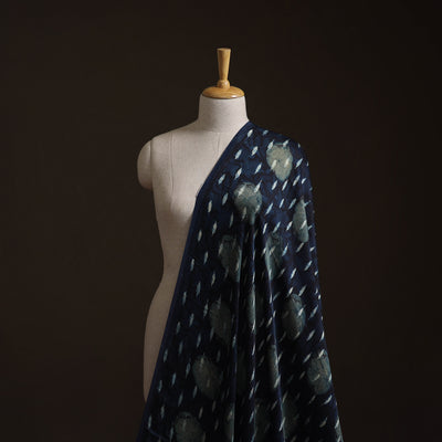Blue - Ajrakh Hand Block Print Natural Dyed Modal Silk Fabric 53