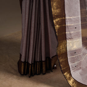 Brown - kandangi buti chettinad cotton saree with border 05