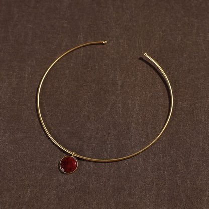 Handcrafted Brass Hasli Necklace with Meenakari Pendant
