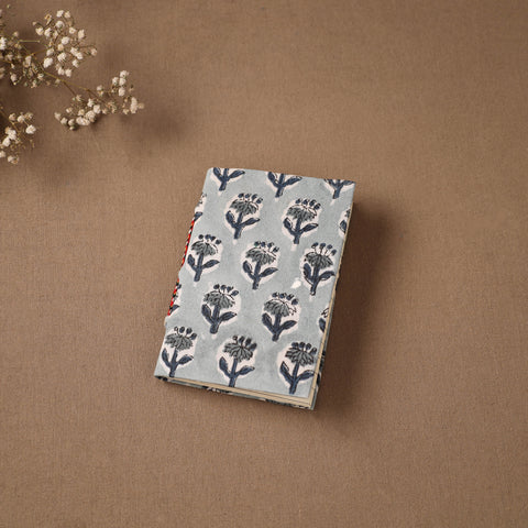 Grey - Handmade Paper Notebook in Floral Cover (5 x 3.5 in) 97