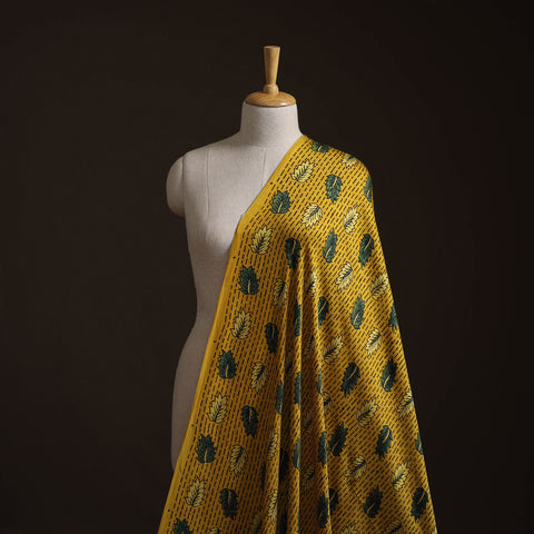 Yellow - ajrakh hand block print natural dyed modal silk