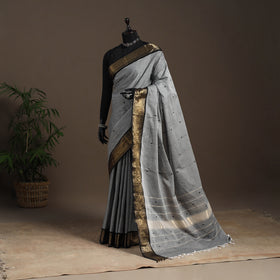 Grey - kandangi buti chettinad cotton saree with border 06