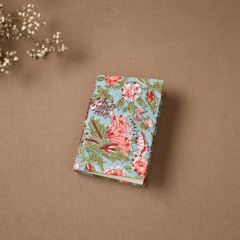 Green - Handmade Paper Notebook in Floral Cover (5 x 3.5 in) 100