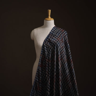Multicolor - Ajrakh Hand Block Print Natural Dyed Modal Silk Fabric 59