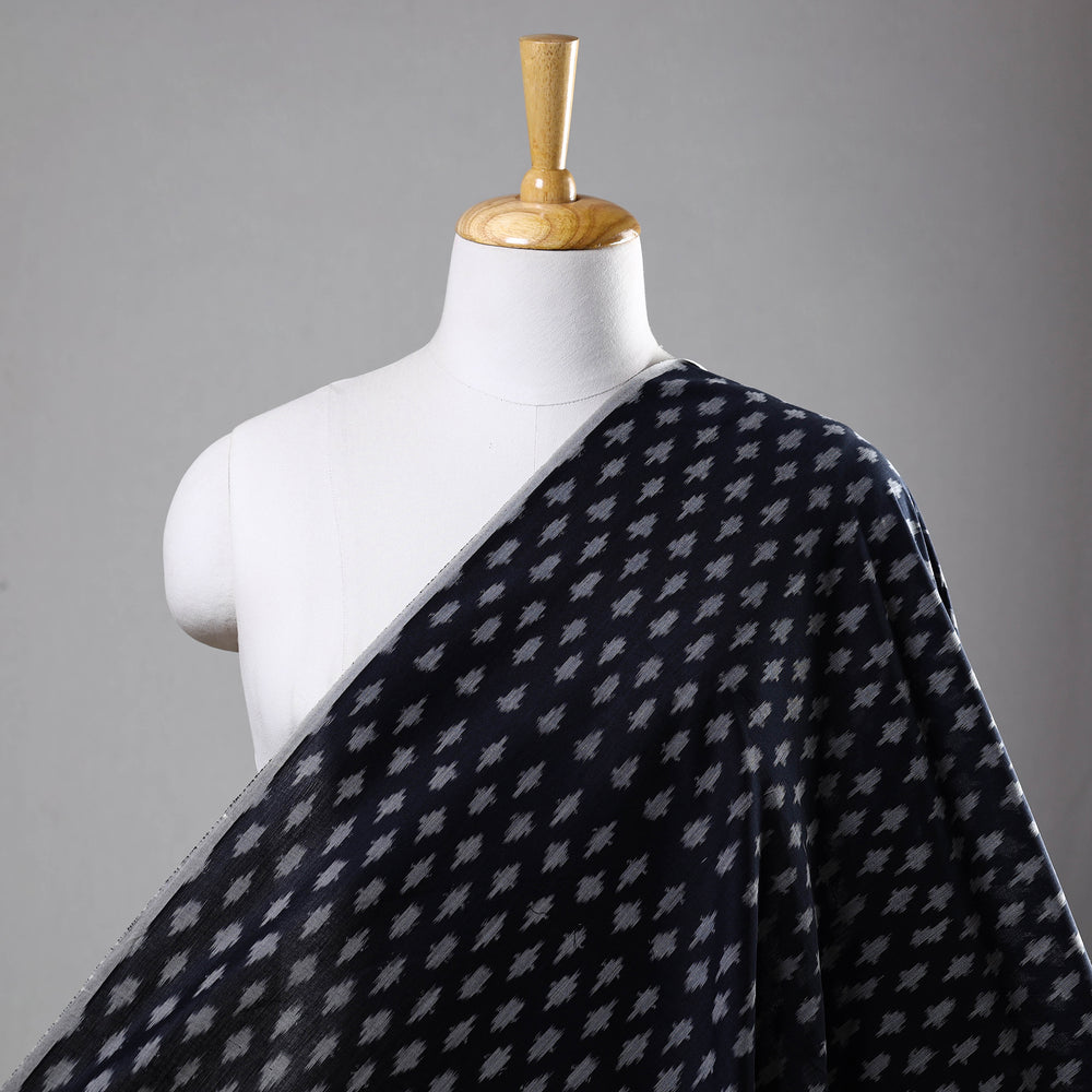 Black - Mercerised Cotton Pochampally Ikat Fabric 07