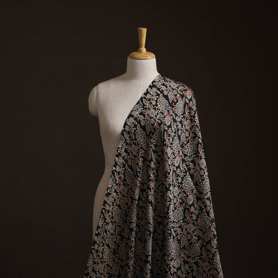Multicolor - Ajrakh Hand Block Print Natural Dyed Modal Silk Fabric 60