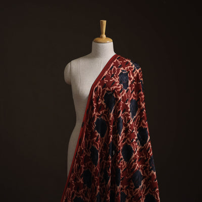 Red - Ajrakh Hand Block Print Natural Dyed Modal Silk Fabric 62