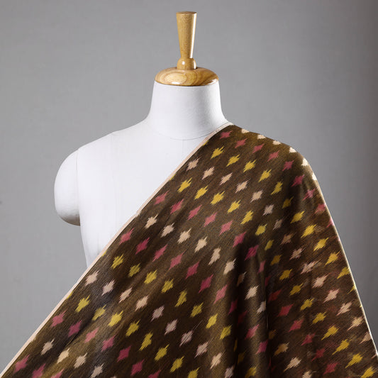 Brown - Mercerised Cotton Pochampally Ikat Fabric 04