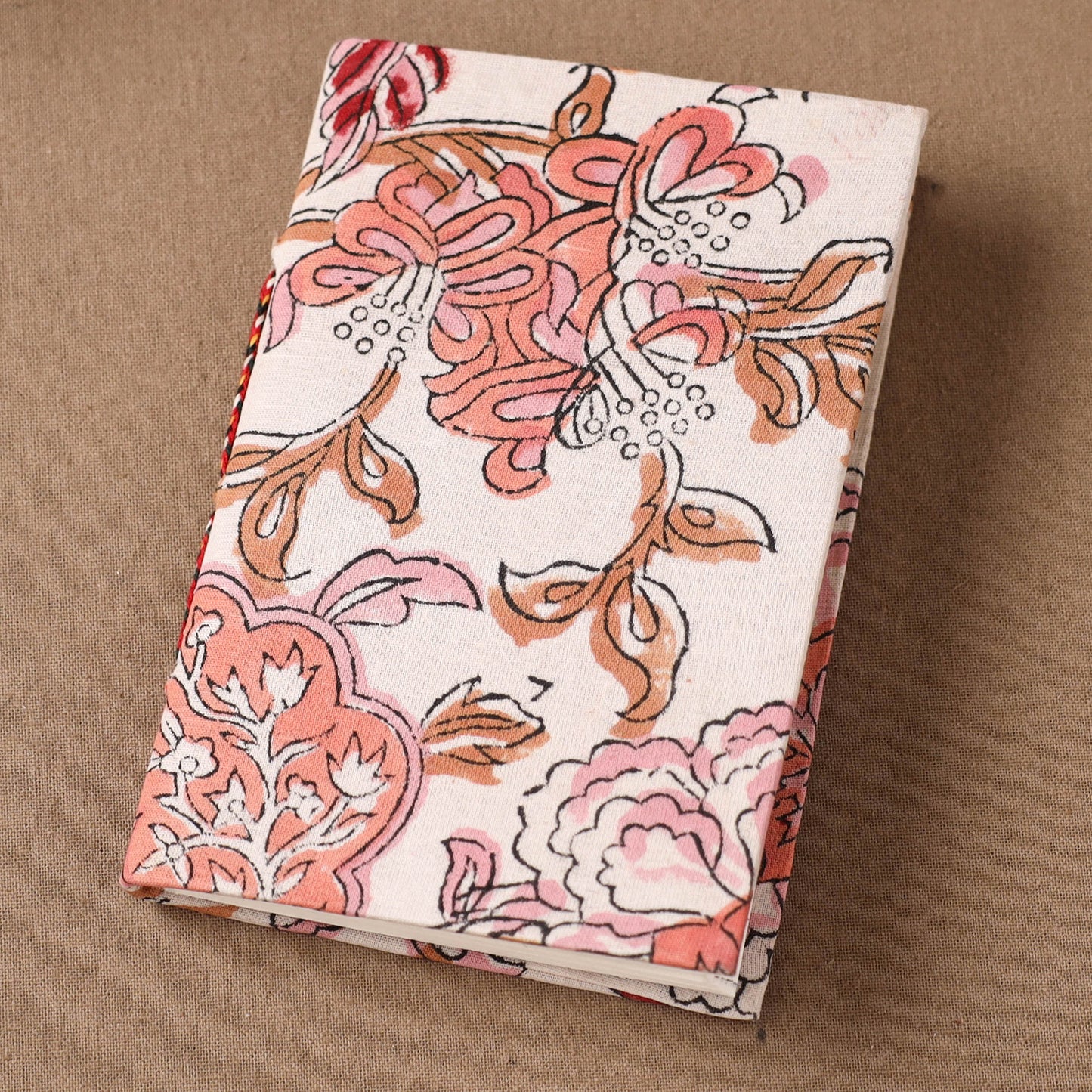 Peach - Handmade Paper Notebook in Floral Cover (5 x 3.5 in) 102