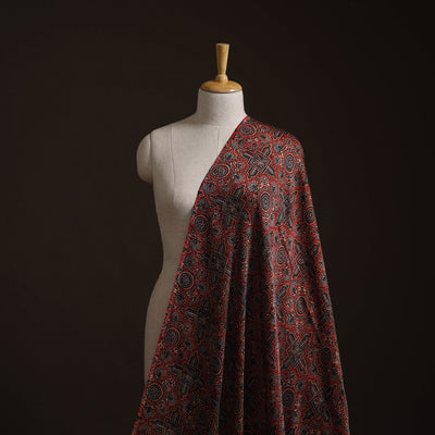 Ajrakh Hand Block Print Natural Dyed Modal Silk Fabric 63