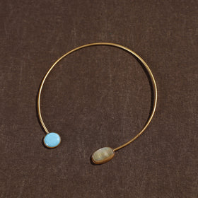  Handcrafted Brass Hasli Necklace with Meenakari & Seashell Pendant 