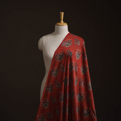 Ajrakh Hand Block Print Natural Dyed Modal Silk Fabric 64