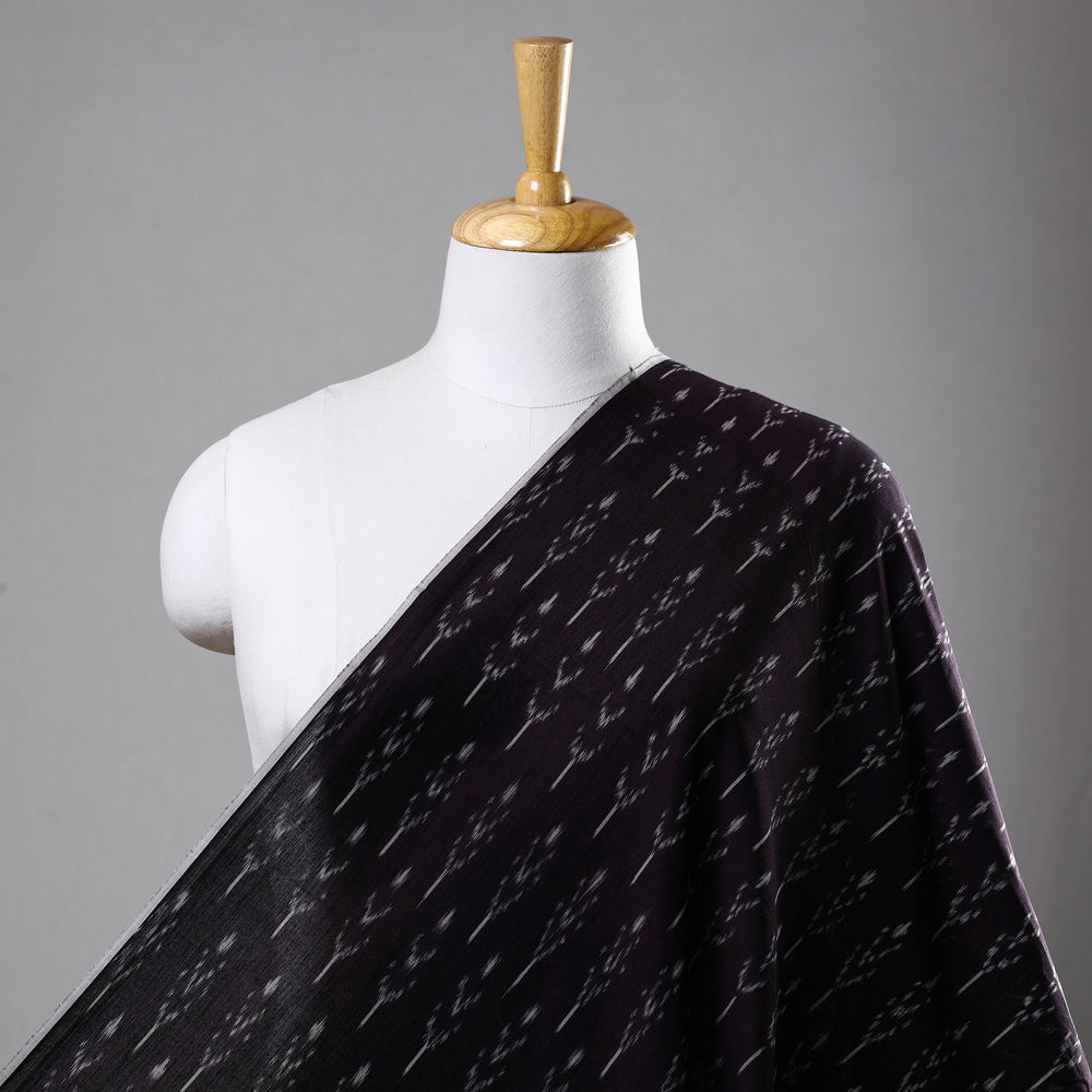 Black - Mercerised Cotton Pochampally Ikat Fabric 02