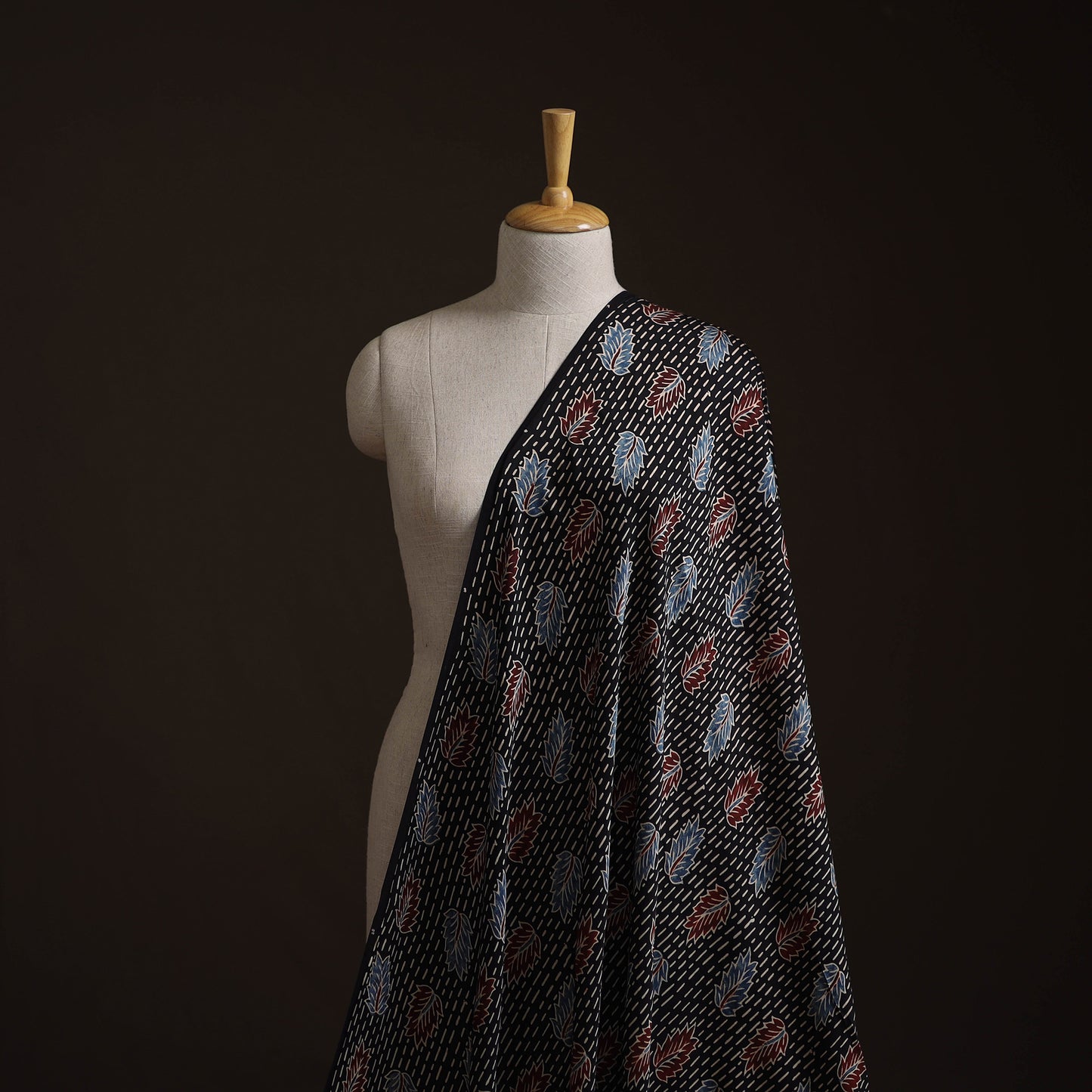 Ajrakh Hand Block Print Natural Dyed Modal Silk Fabric 67