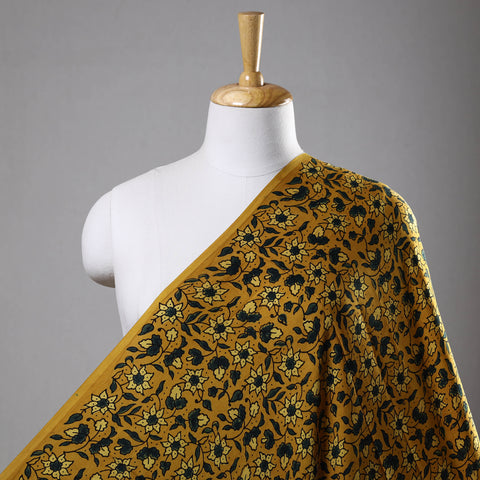 Yellow - Ajrakh Hand Block Printed Modal Silk Fabric 05