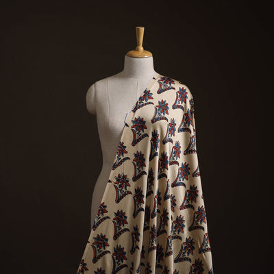 Ajrakh Hand Block Print Natural Dyed Modal Silk Fabric 73