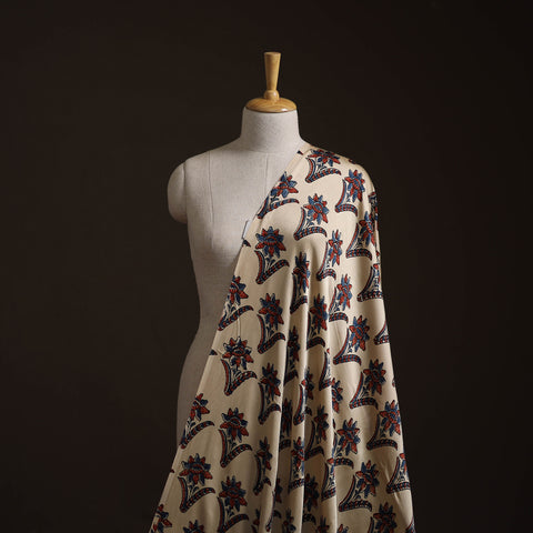Beige - ajrakh hand block print natural dyed modal silk
