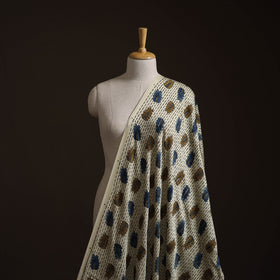 Beige - Ajrakh Hand Block Print Natural Dyed Modal Silk Fabric 74
