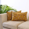 Buy Set of 2 Yellow Kalamkari Print Cotton Pillow Covers