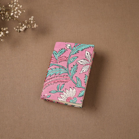 Pink - Handmade Paper Notebook in Floral Cover (5 x 3.5 in) 110