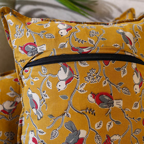 Buy Set of 2 Yellow Kalamkari Print Cotton Pillow Covers