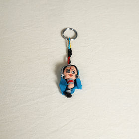 Blue Traditional Handmade Rajasthani Doll Face Keychain