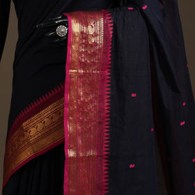 Blue - kandangi buti chettinad cotton saree with border 10
