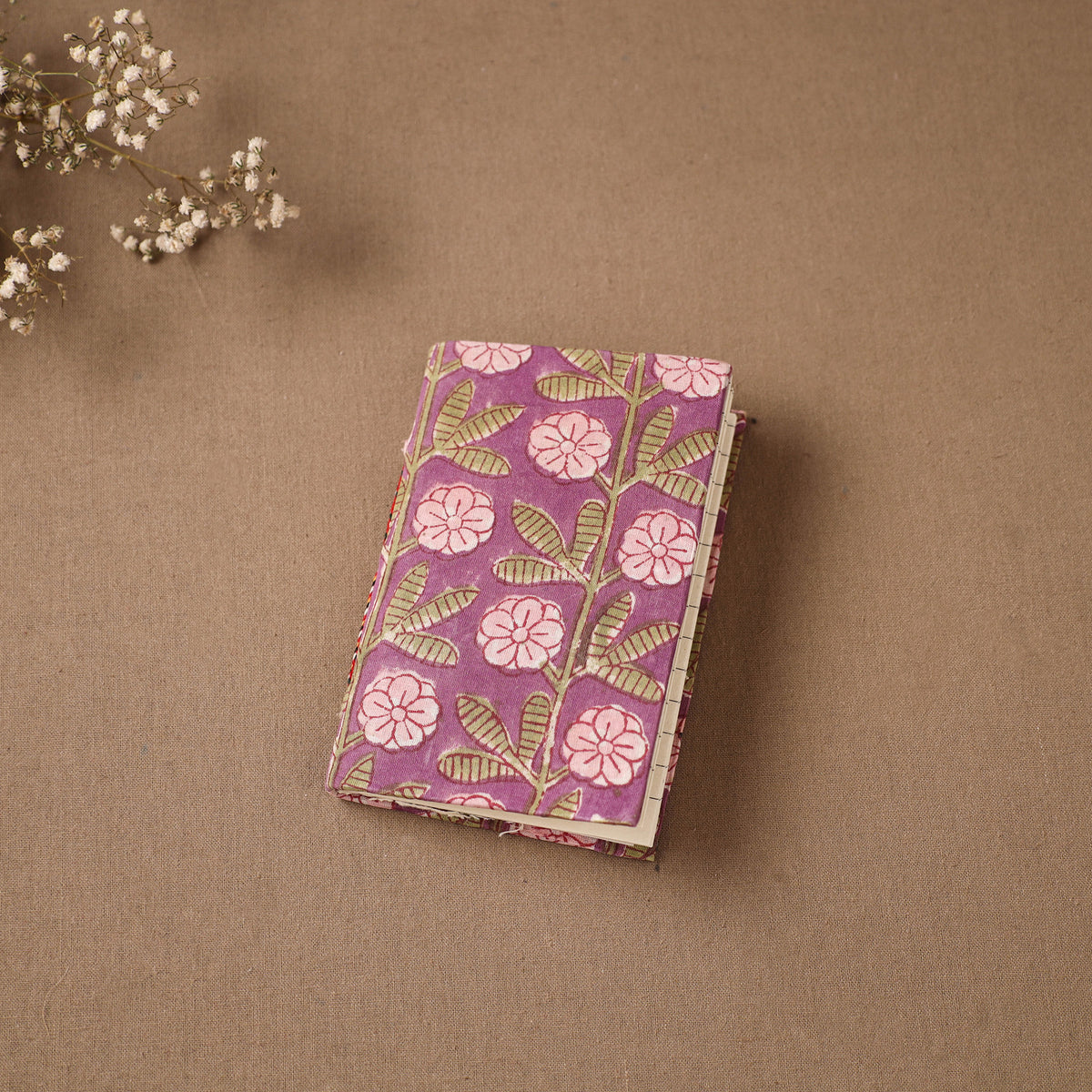 Purple - Handmade Paper Notebook in Floral Cover (5 x 3.5 in) 113