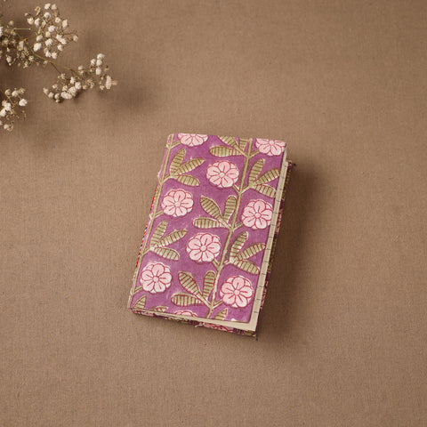 Purple - Handmade Paper Notebook in Floral Cover (5 x 3.5 in) 113