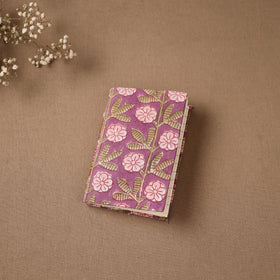 Purple - Handmade Paper Notebook in Floral Cover (5 x 3.5 in) 113