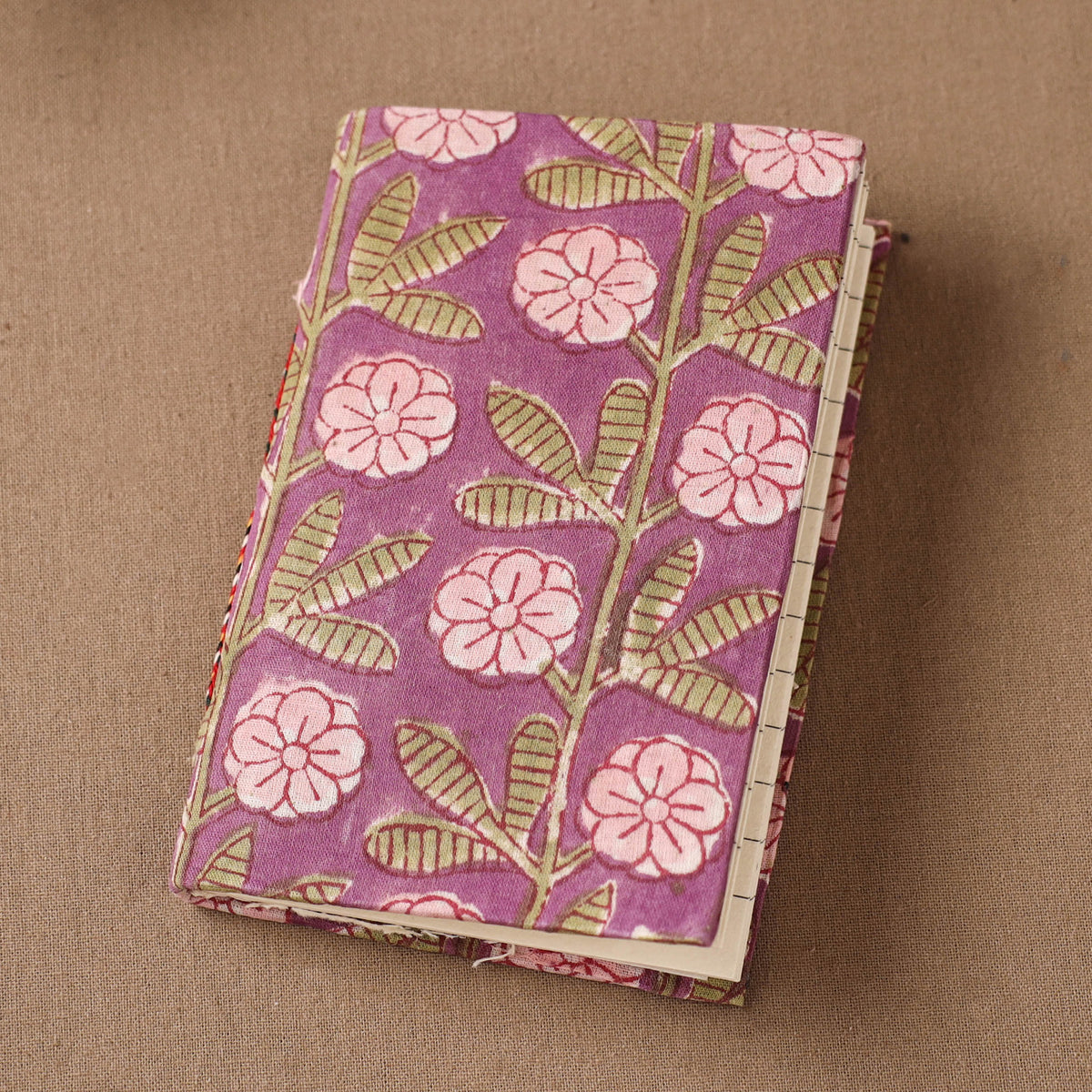Purple - Handmade Paper Notebook in Floral Cover (5 x 3.5 in) 113