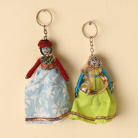 Rajasthani Puppet Couple Handmade Keychains (Set of 2)