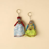 Rajasthani Puppet Couple Handmade Keychains (Set of 2)