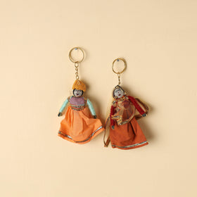   Rajasthani Puppet Couple Handmade Keychains (Set of 2) 