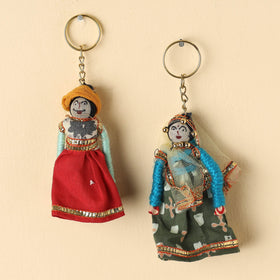   Rajasthani Puppet Couple Handmade Keychains (Set of 2) 