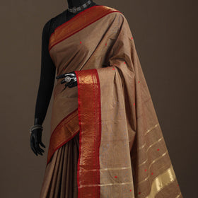 Brown - kandangi buti chettinad cotton saree with border 12