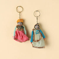 Rajasthani Puppet Couple Handmade Keychains (Set of 2)