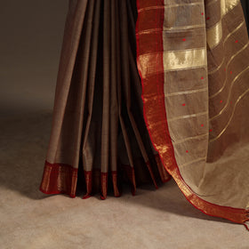 Brown - kandangi buti chettinad cotton saree with border 12
