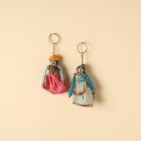 Rajasthani Puppet Couple Handmade Keychains (Set of 2)