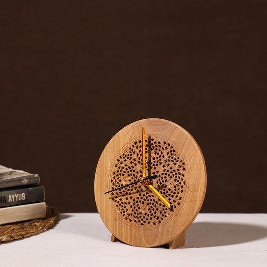 Hand Carved Loquat Wood Wall Clock (5 x 5 in)
